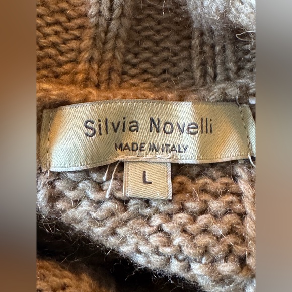 Silvia Novelli Cozy Oversized Cable Knit Cowl Neck Sweater Camel Large - Picture 6 of 7